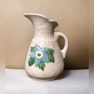 Vintage Hull Art Pottery Blue Star Flower Pitcher 6.5" Tall USA 6-6